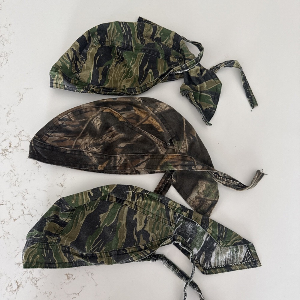 3 Zan Fly Danna Men Do-Rag Biker Skull Cap Camo Hat Cotton Grey Camouflage Liner